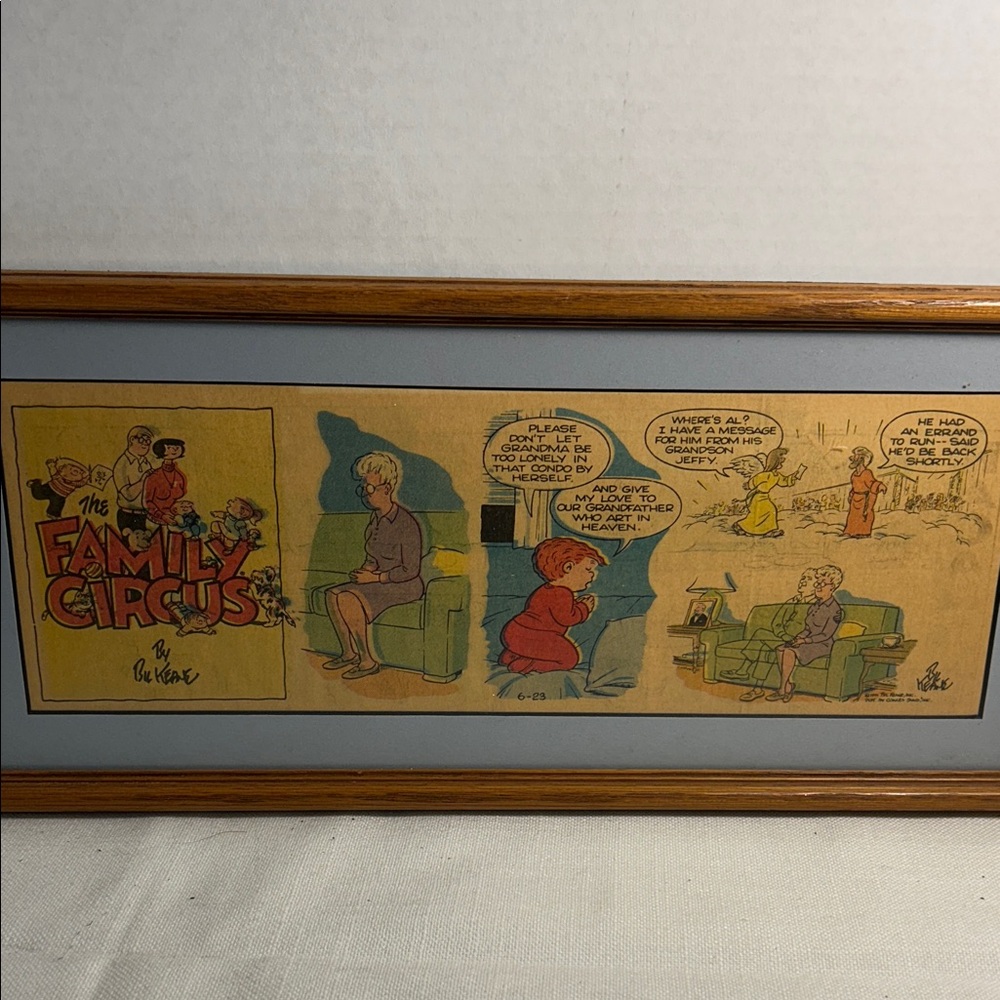 Family Circus Comic Art Print with Wooden Frame